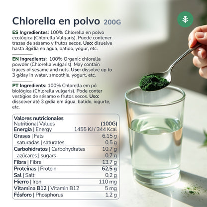 Alga clorella in polvere ECO Planeta Huerto 200 g