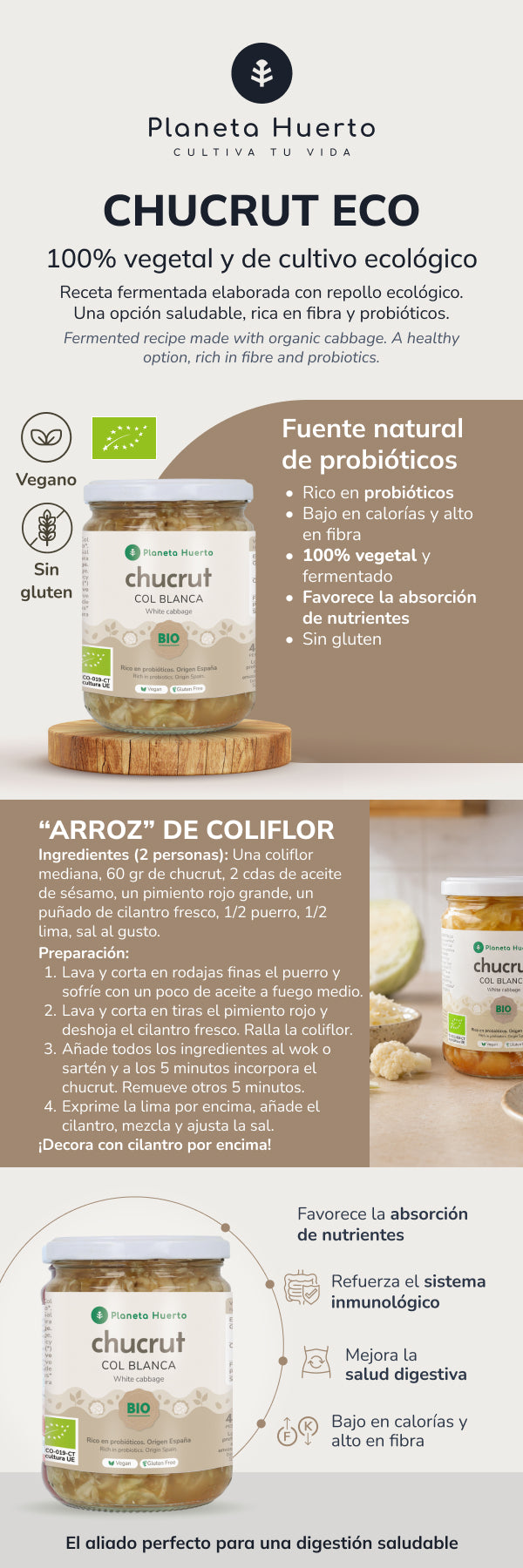 Crauti Cavolo Bianco ECO Planeta Huerto 420 g