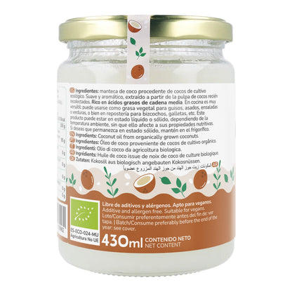 Confezione da 5 oli di cocco ECO Planeta Huerto 430 ml