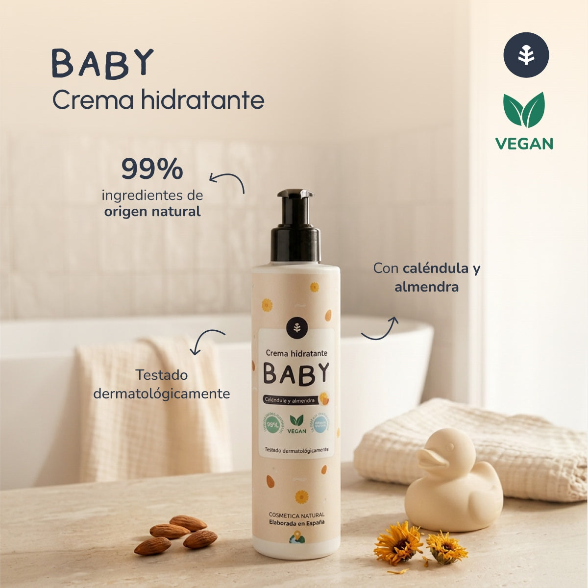 Crema idratante per bambini Calendula e Mandorle Planeta Huerto 250 ml