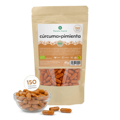 Curcuma biologica + Pepe biologico Planeta Huerto 150 capsule