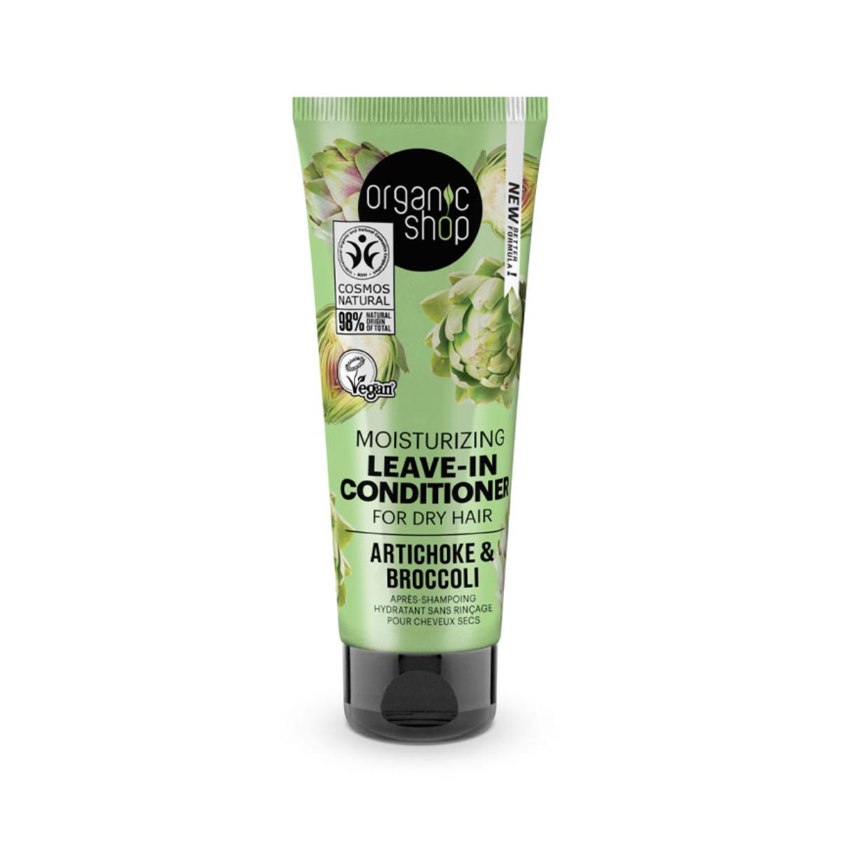 Acondicionador hidratante sin aclarado para cabello seco alcachofa y brócoli, Organic Shop 75 ml