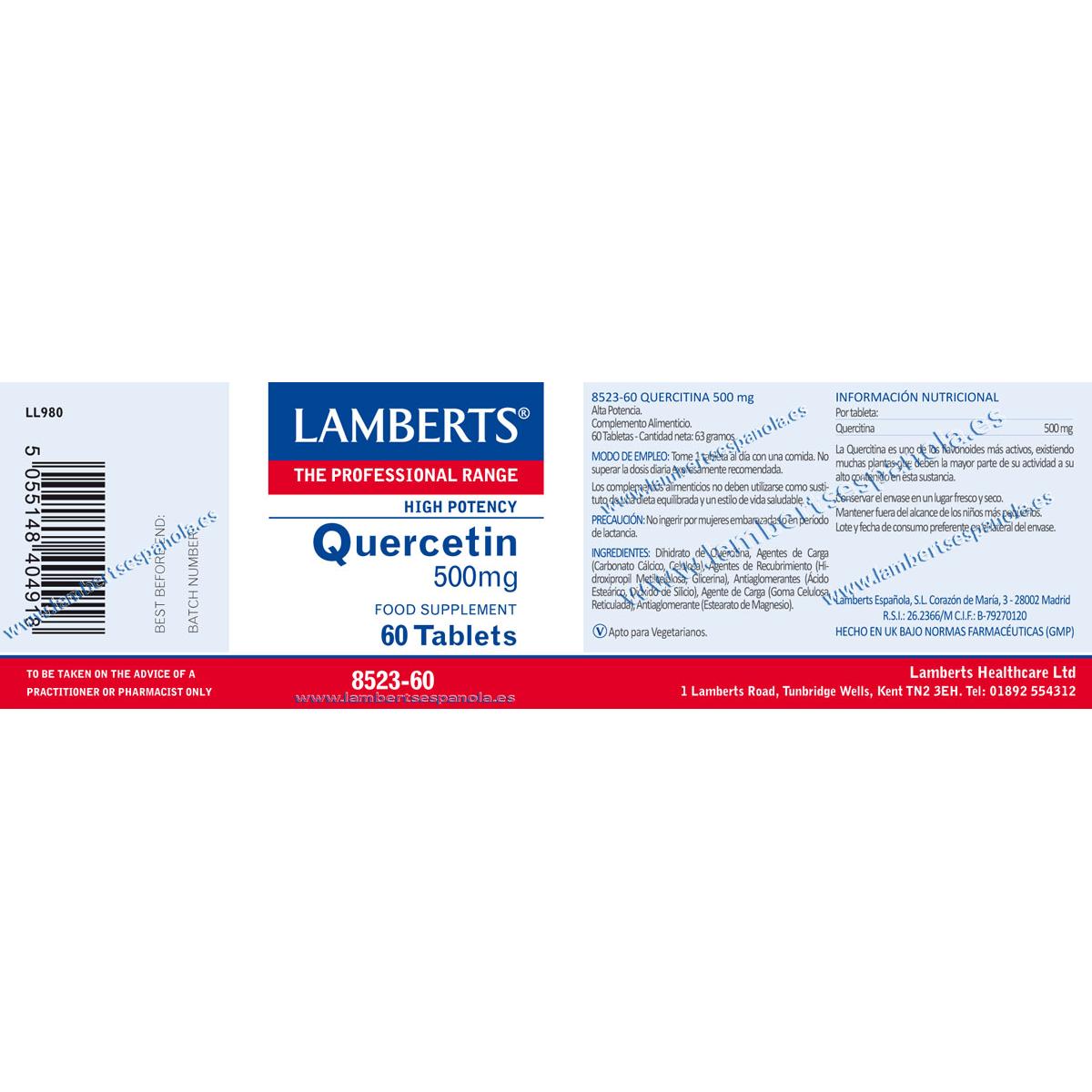 Quercitina  60 tabletas de 500, Lamberts