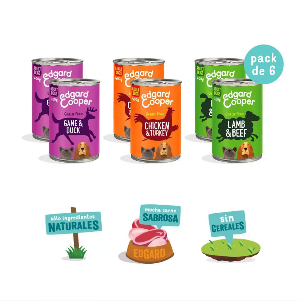 Multipack Comida húmeda para perros Edgard & Cooper 6 x 400 g