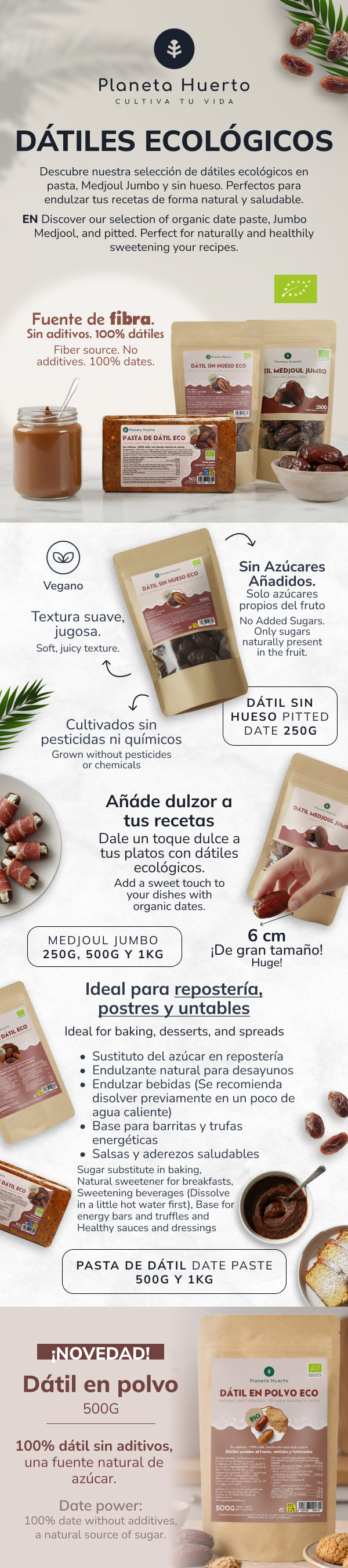 Pasta di datteri 100% naturale Planeta Huerto 1 kg
