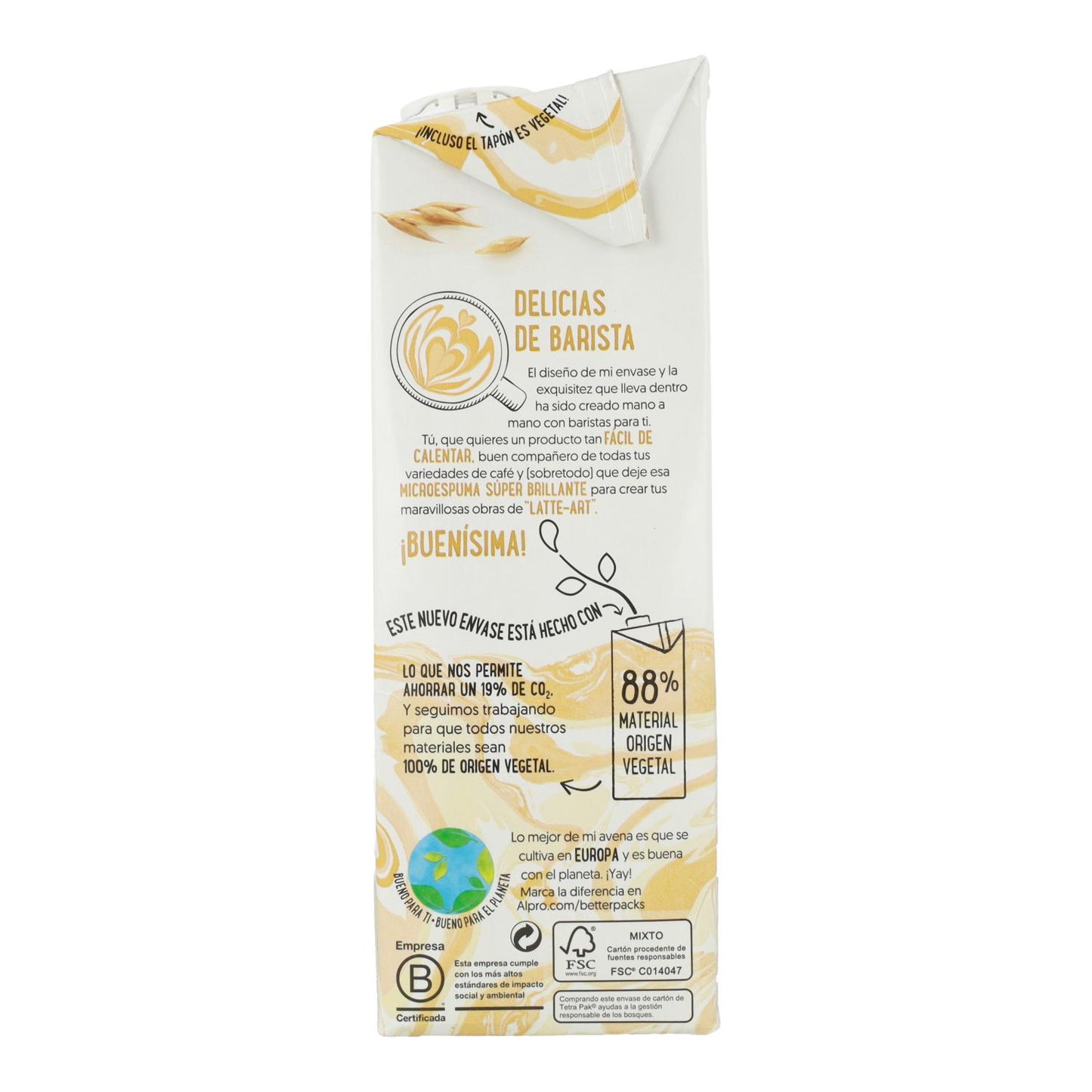 Bebida de Avena Barista sin gluten Alpro 1 Litro