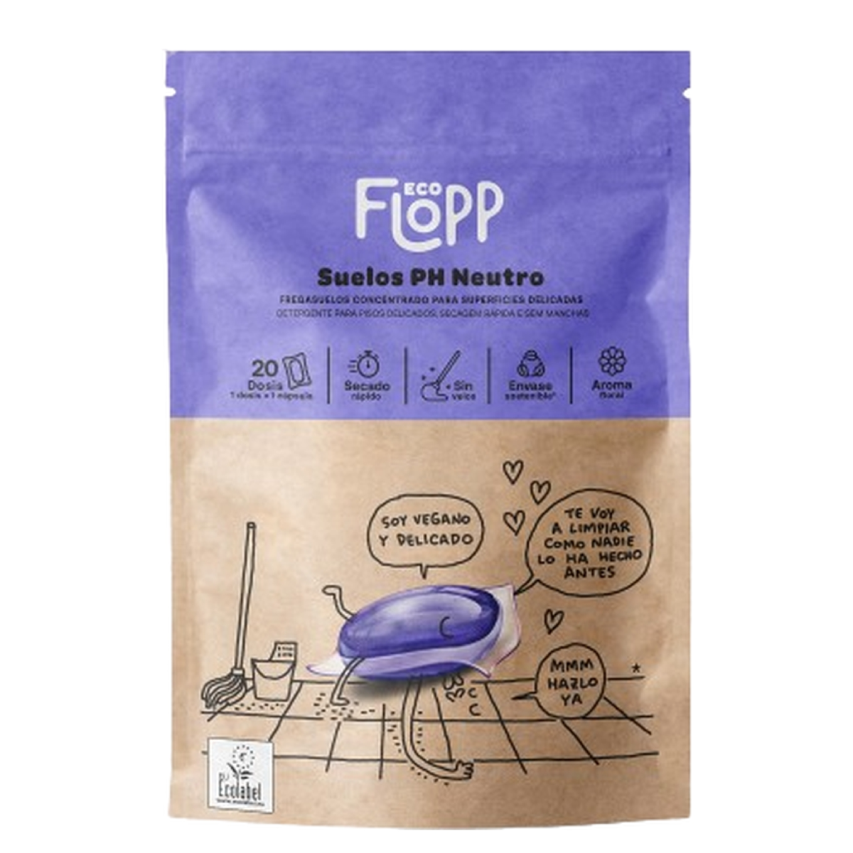 Pack 2 x Limpia suelos ECO Ph neutro doypack Flopp 20caps