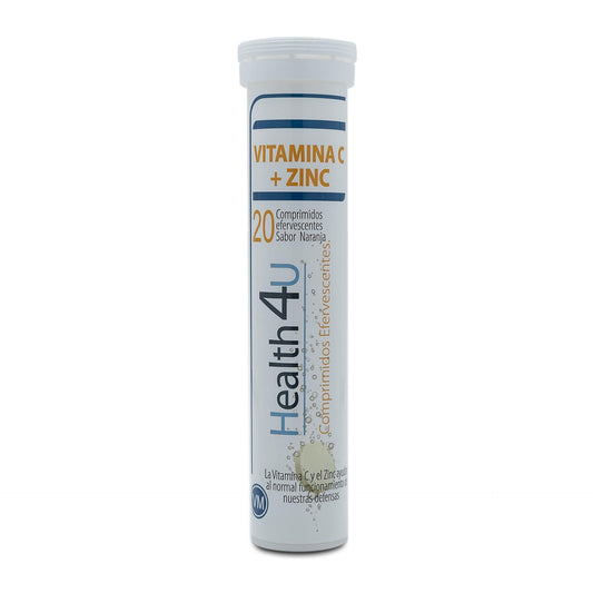 H4U Vitamina C + Zinc vitaminas y minerales 20 comprimidos efervescentes sabor naranja