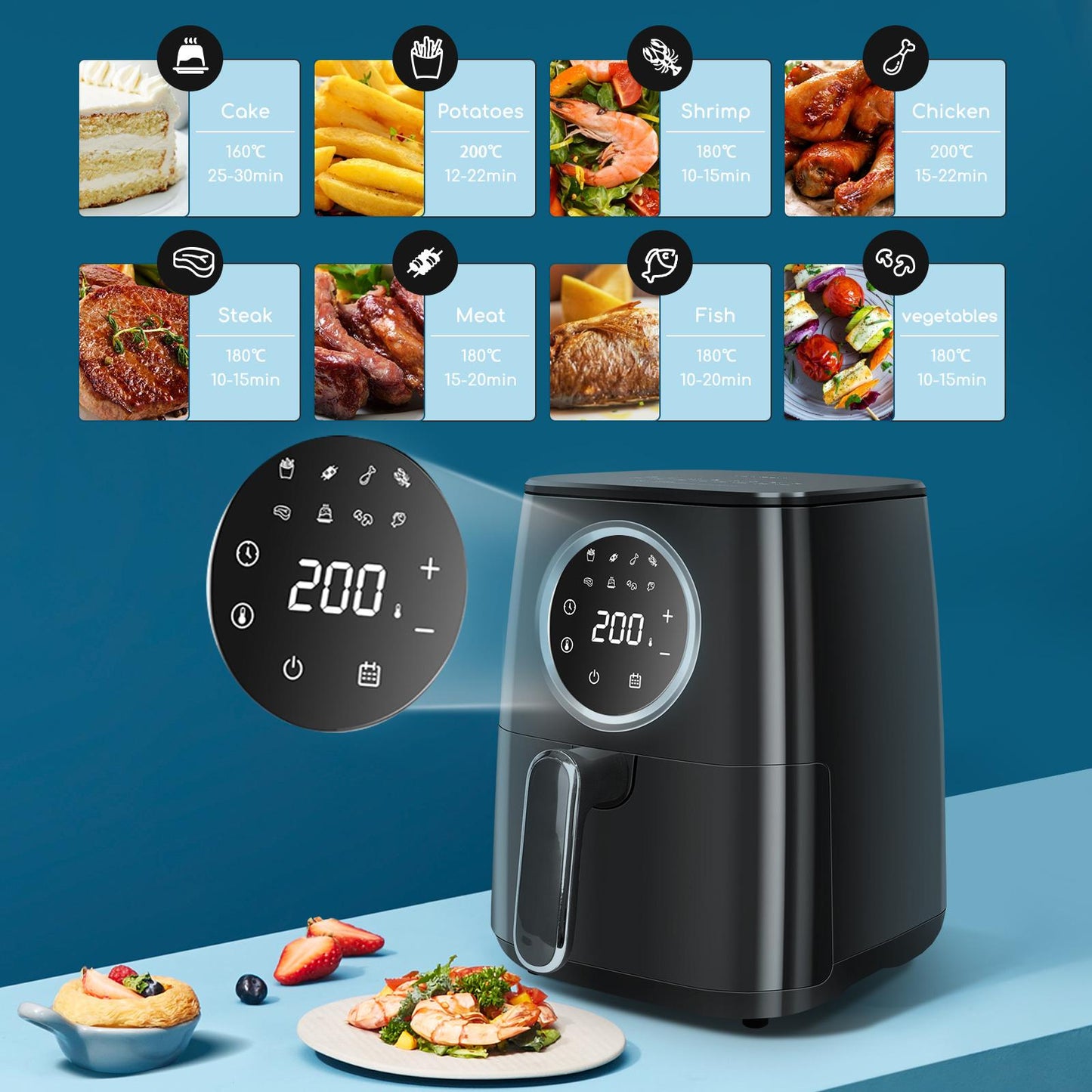 Aigostar ODIN Easy Cook Freidora sin aceite 4,2L de capacidad 1400W