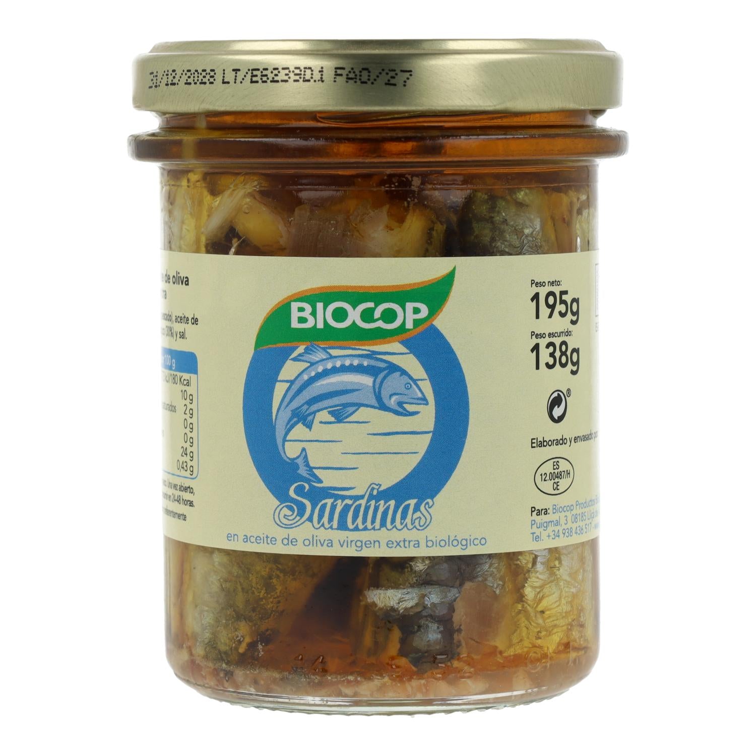 Sardinas en conserva Bio Biocop 195 g