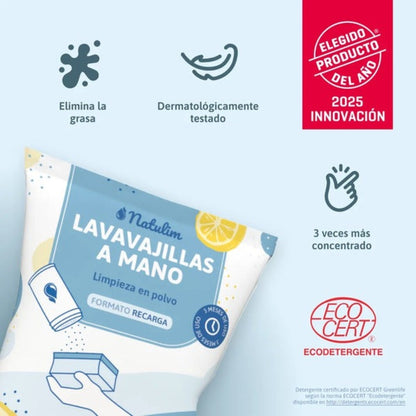 Polvo Lavavajillas a mano Pack (bote + refill) limón Natulim