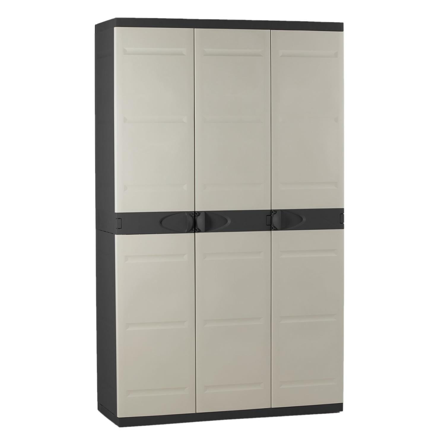 Armario de 3 Puertas con escobero 105 cm Titanium Plastiken Negro (Reacondicionado)