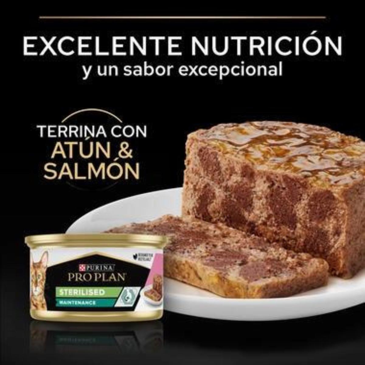 Pro Plan Gato Adulto Sterilised Maintenance Terrina con atún y salmón Purina lata 12 x 85 g