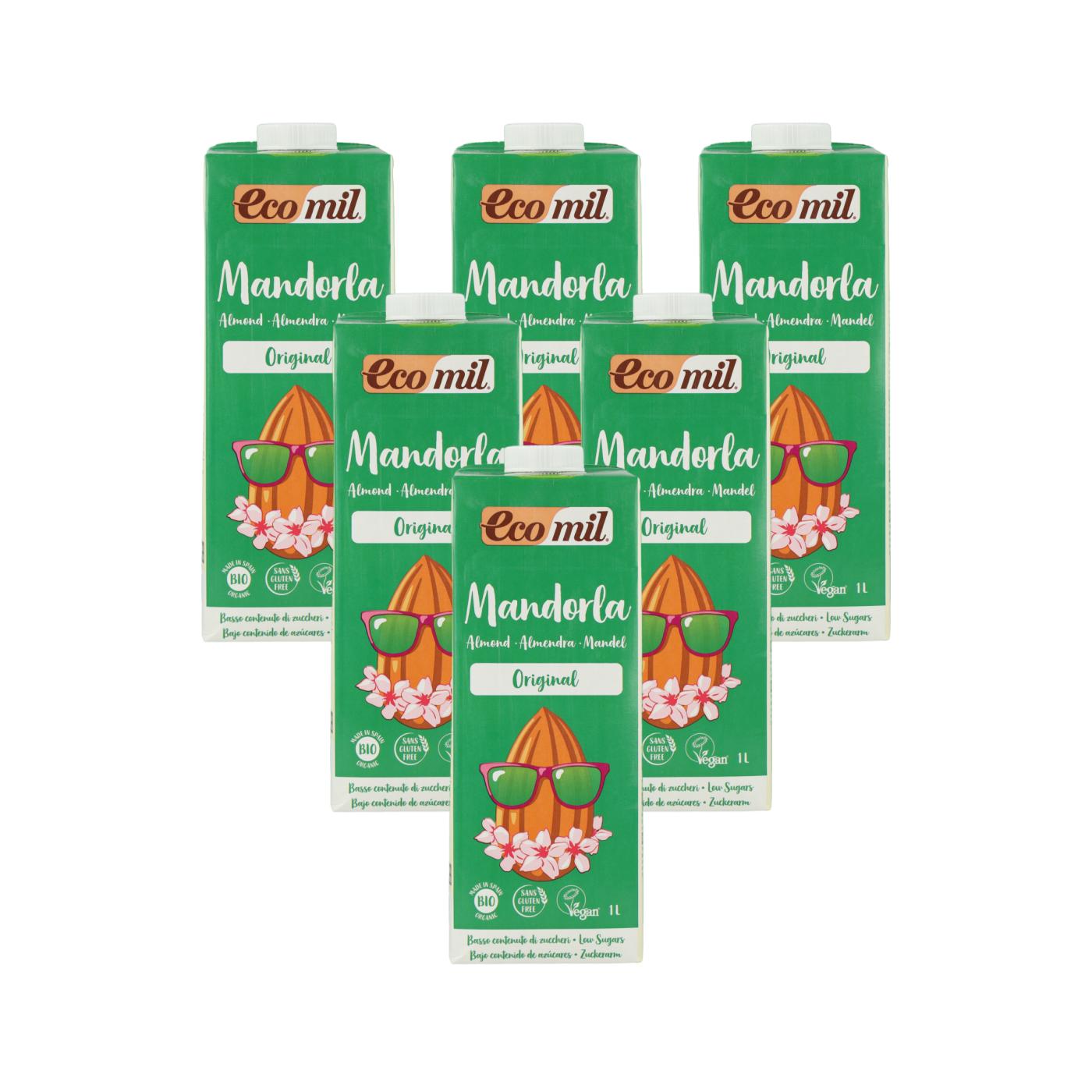 Pack 6 uds Bebida Vegetal de Almendra endulzada con Ágave BIO EcoMil 1L
