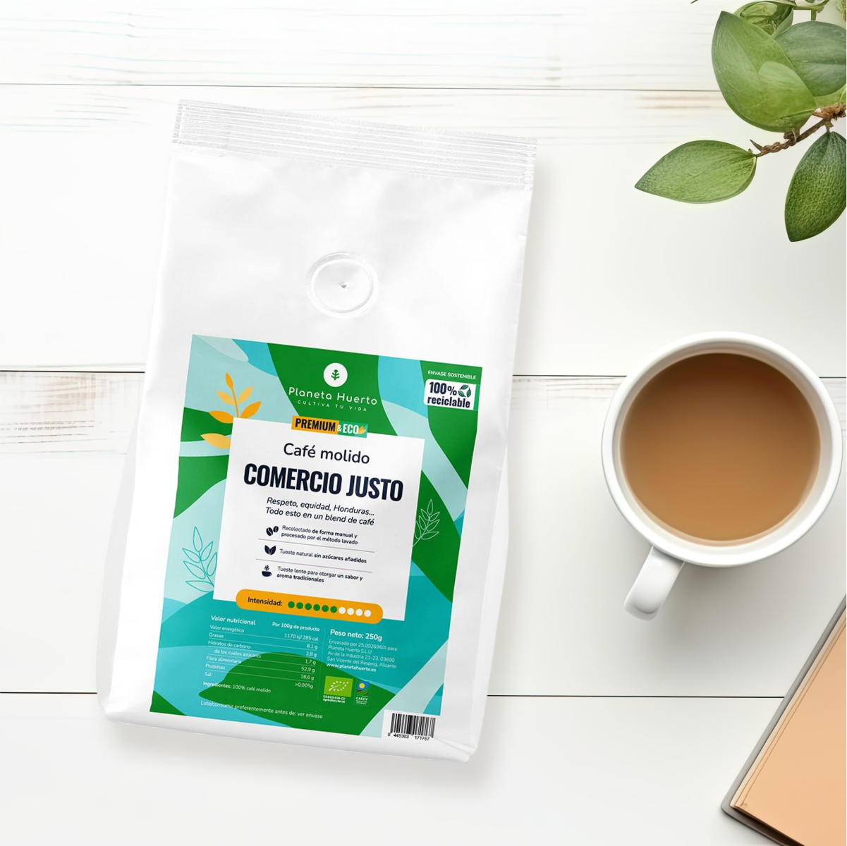 Café molido Eco Honduras comercio justo Planeta Huerto 250 g