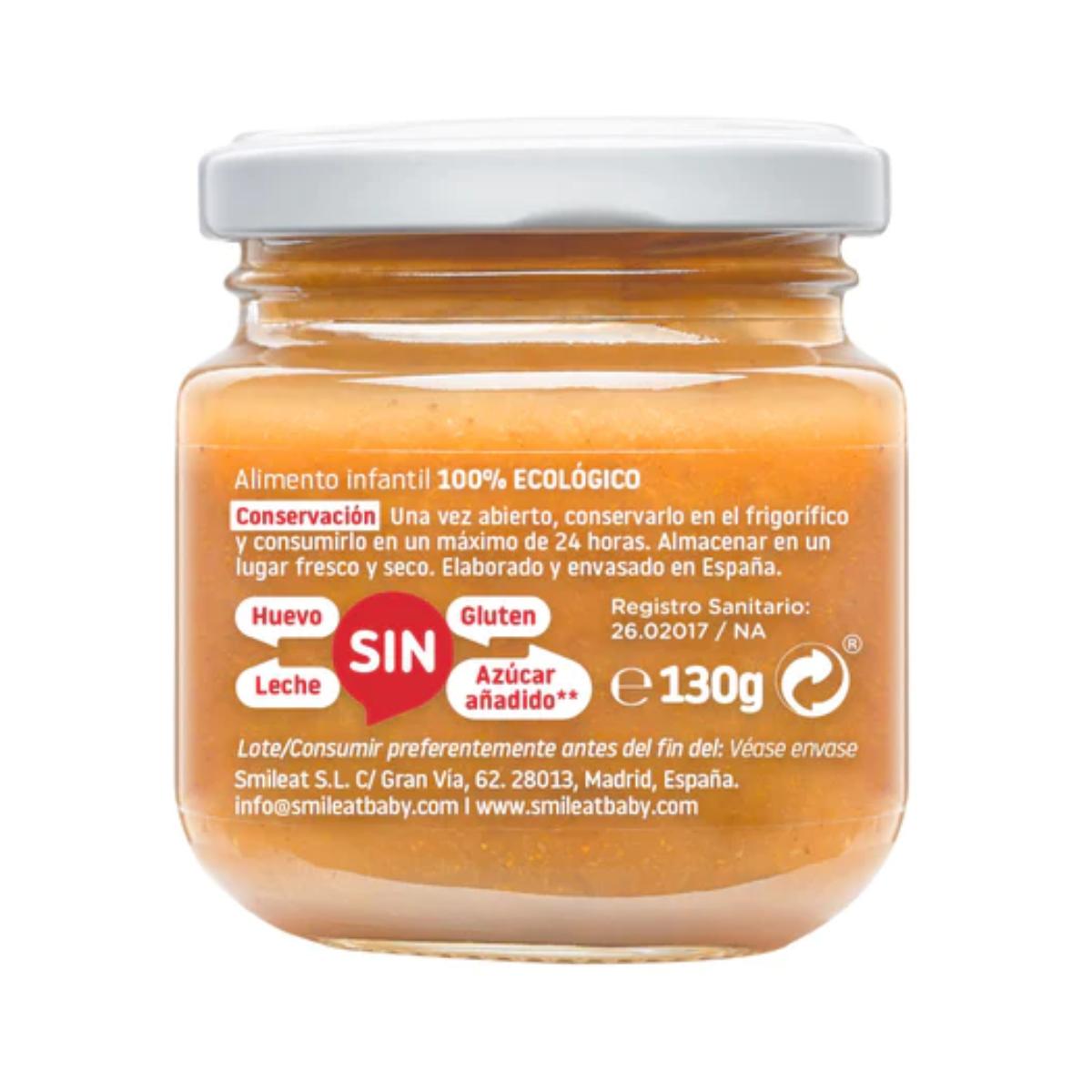 Pack 12x Tarrito de Manzana, Naranja y Zanahoria BIO +6 Meses Smileat, 130g