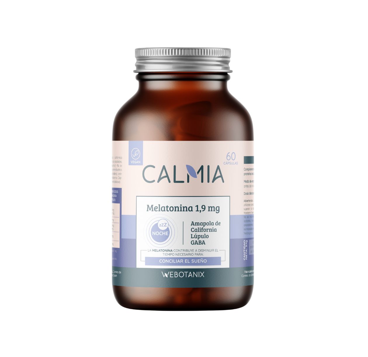 Calmia Noche Melatonina 1,9mg  WeBotanix 60 cápsulas