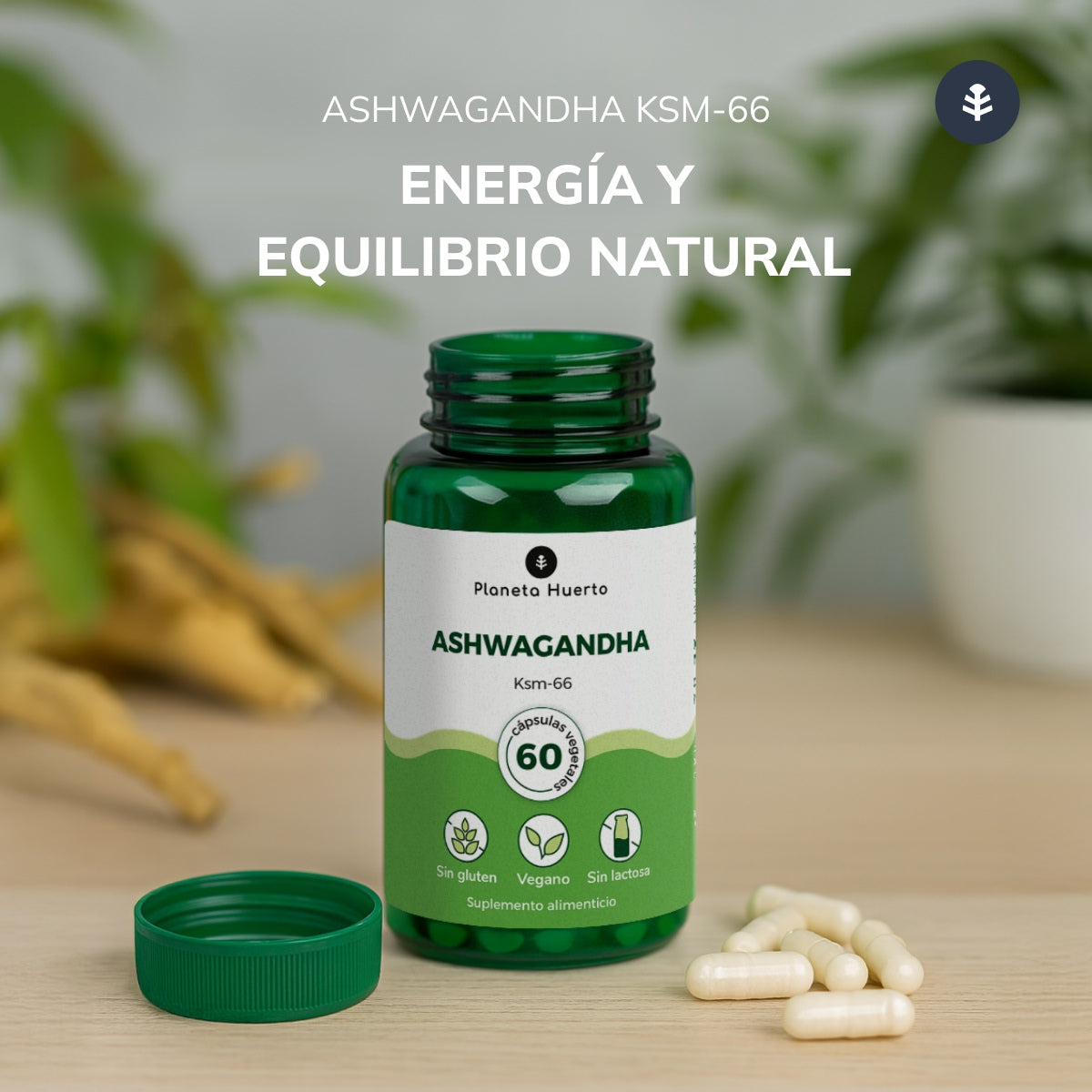 Ashwagandha KSM-66 Planeta Huerto 60 cápsulas