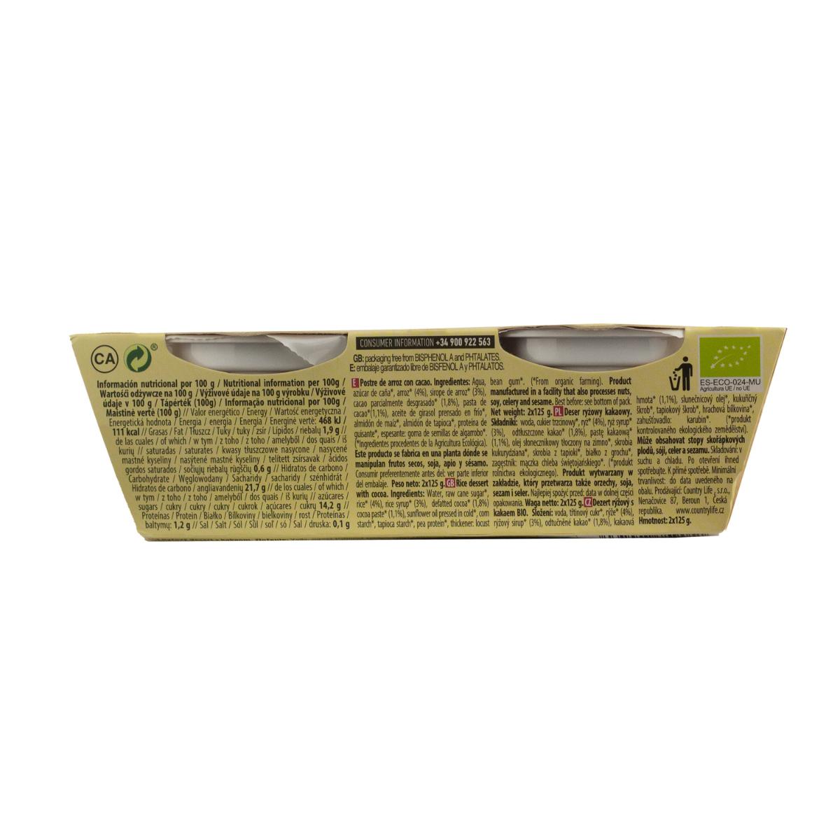 Postre de Rice Cacao NaturGreen,  2 X 125 g