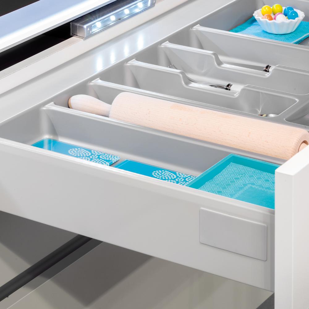 Emuca Cubertero para cajón de cocina, módulo 700 mm, Plástico, Gris