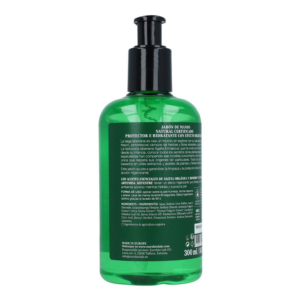 Jabón de manos natural certificado Protector e Hidratante Agafia Natura Siberica 300 ml