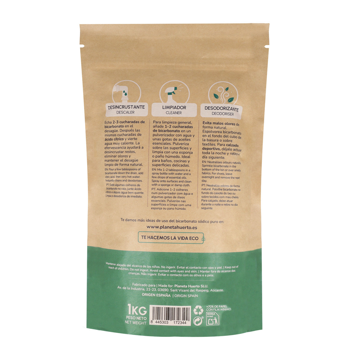 Pack 6x Bicarbonato sódico Planeta Huerto 1 Kg