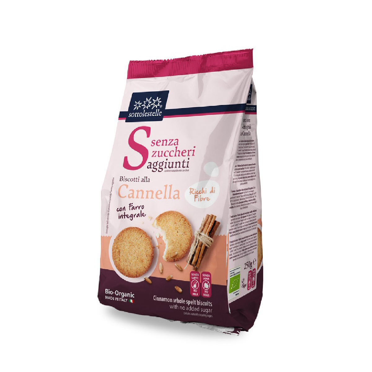 Galletas de Espelta con Canela Sin azúcar Sottolestelle 250g