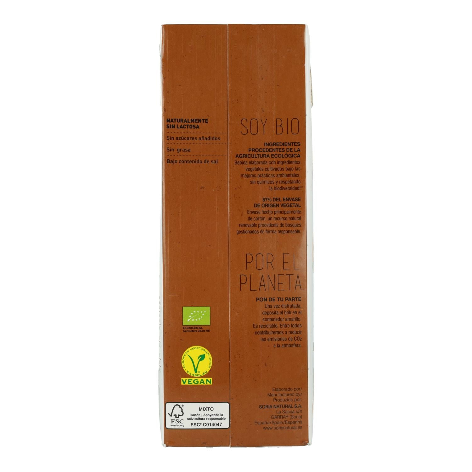 Pack 6 x Bebida de Avena con Cacao BIO Soria Natural  1 L
