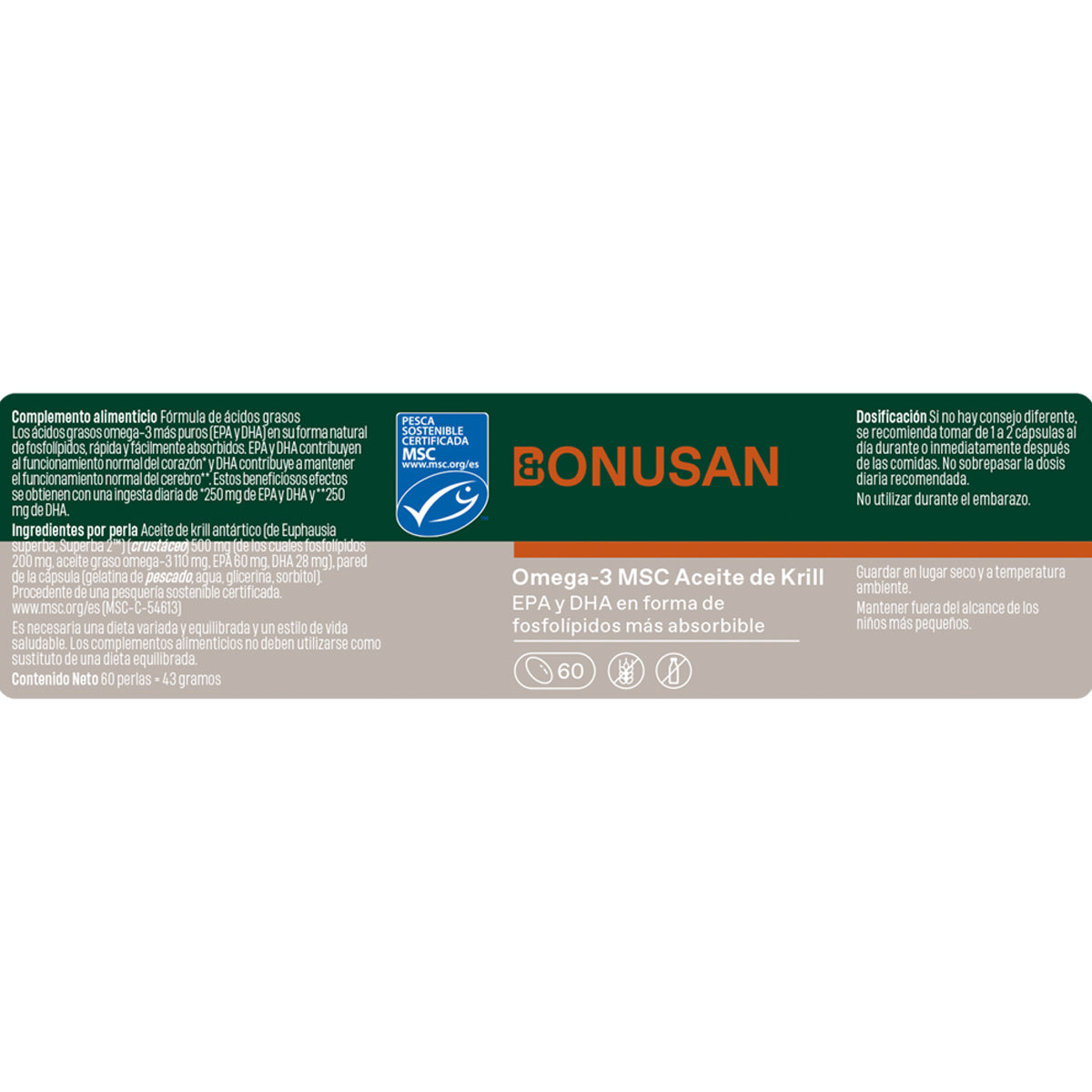 Omega-3 MSC Aceite de Krill Bonusan 60 perlas