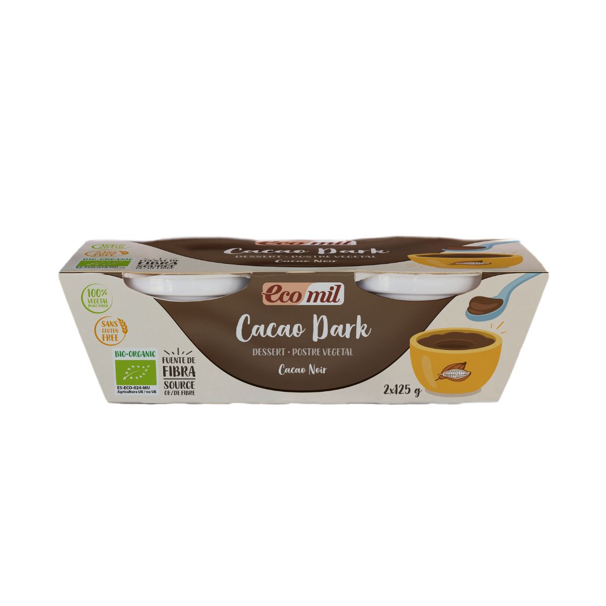 Postre Cacao Dark Bio Ecomil 2 uds de 125 g