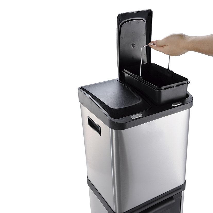 Cubo Pedal Ecológico 3 Compartimentos Habitex 32 L  (Reacondicionado)