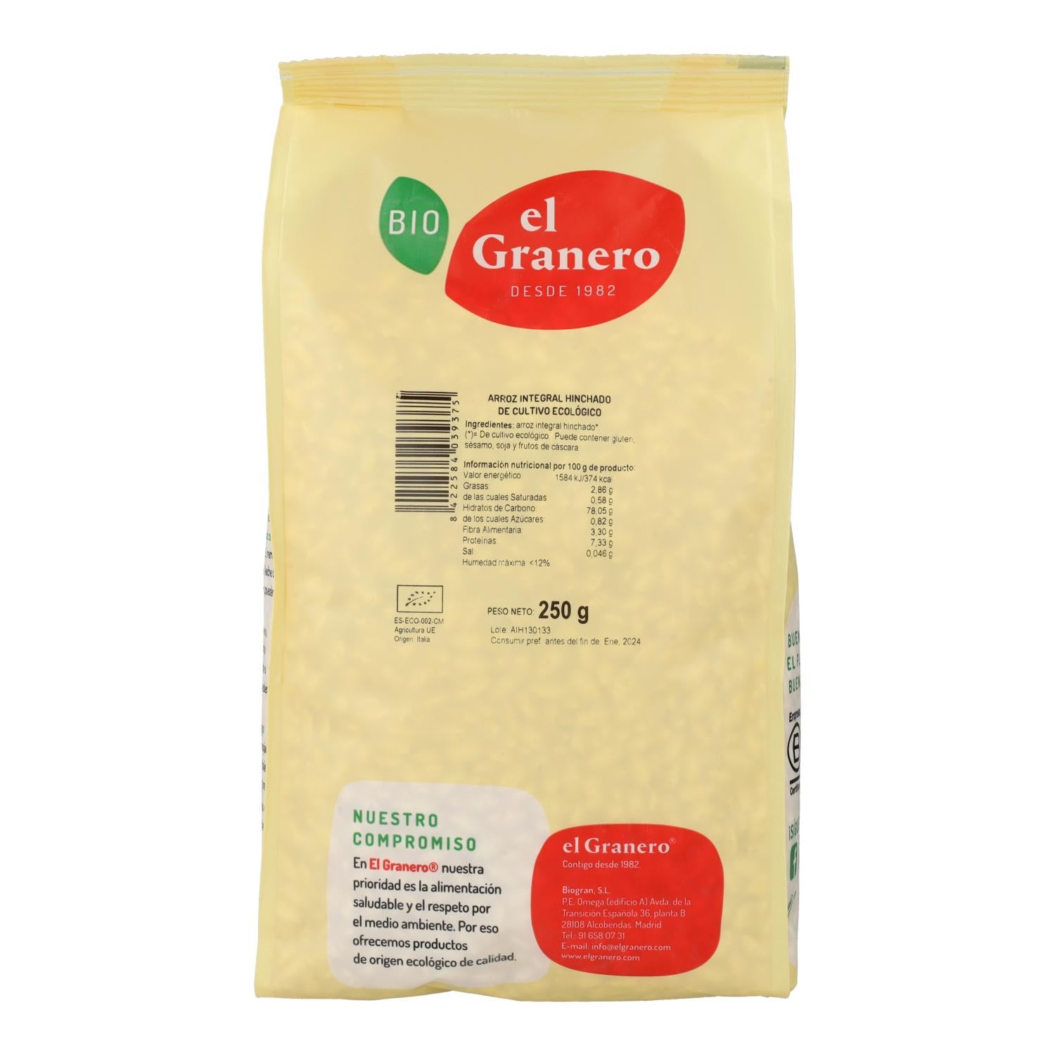 Arroz Integral Hinchado El Granero 250 g