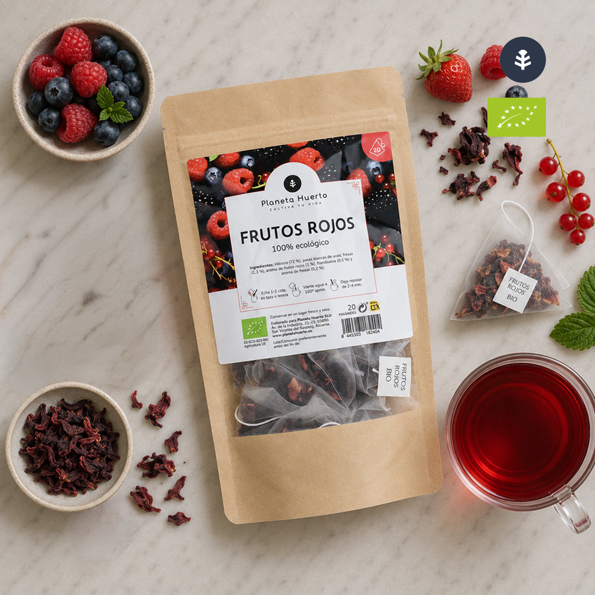 Infuso biologico di frutti rossi ECO Planeta Huerto 20 piramidi