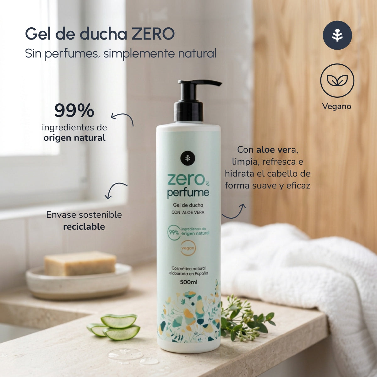 Aloe Vera Gel doccia non profumato Planet Orchard 500 ml