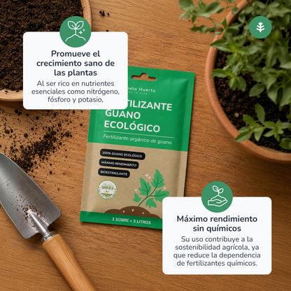 Confezione di fertilizzante guano ecologico solubile Planeta Huerto 5 pezzi per 25 L
