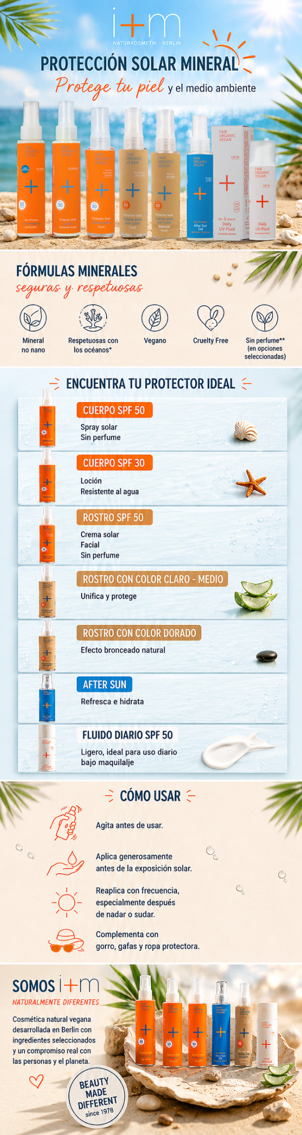 Protezione solare I+M Crema viso SPF50. 50 ml.