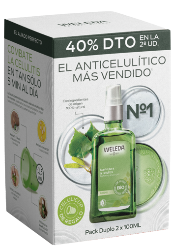 Doppia confezione di olio anticellulite alla betulla 2x100 ml + OMAGGIO Celulicup Weleda