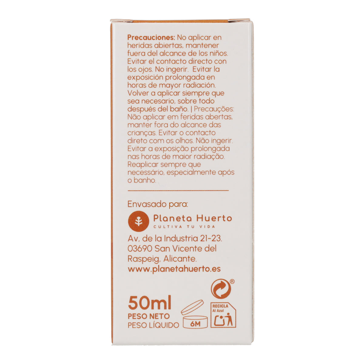 Crema solare protettiva per il viso 100% minerale SPF50 Planeta Huerto 50 ml