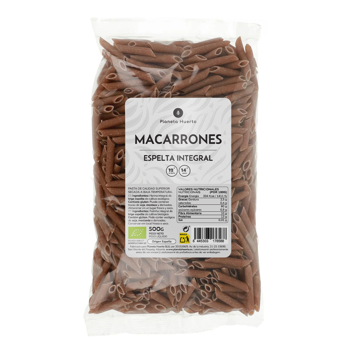Maccheroni integrali di farro ECO Planeta Huerto 500gr