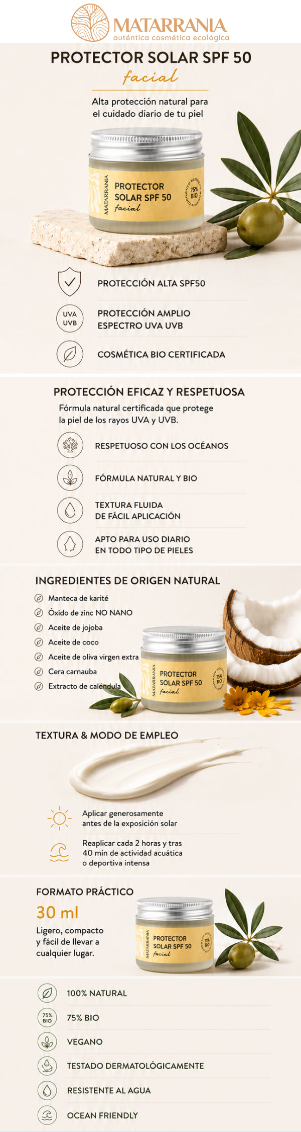 Crema solare SPF50 BIO Matarrania 30 ml