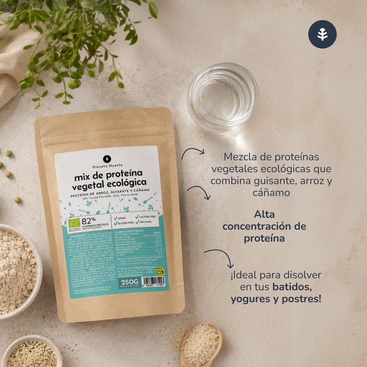 Miscela proteica vegana per sportivi Planeta Huerto 250 g