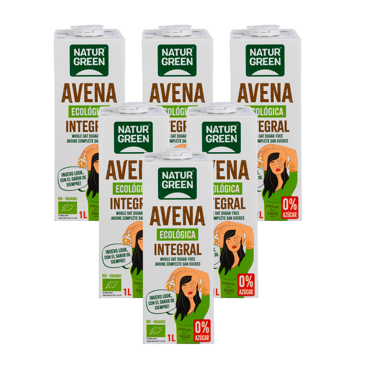Confezione da 6 bevande integrali all'avena 0% zuccheri Bio NaturGreen 1 L