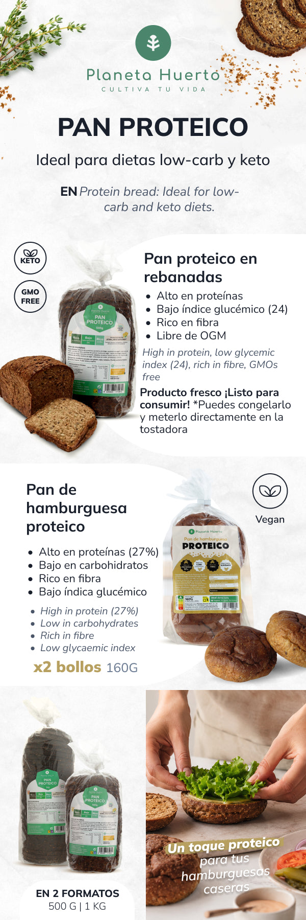 Confezione 3x pane proteico Planeta Huerto 500 g