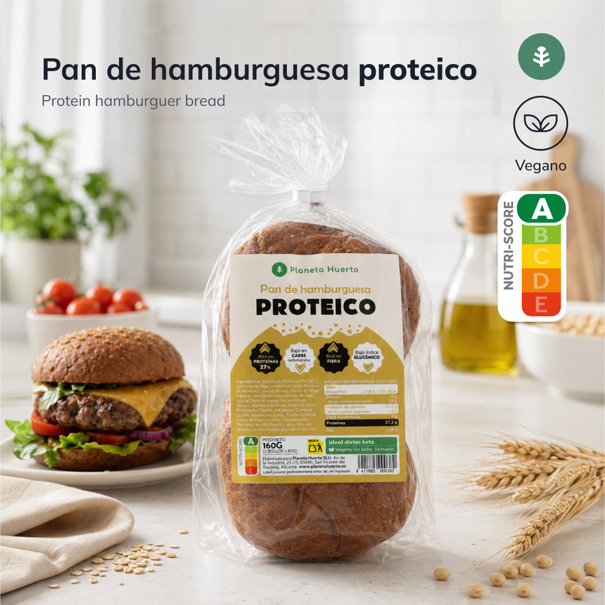Panino proteico per hamburger Planeta Huerto, 2 x 80 grammi