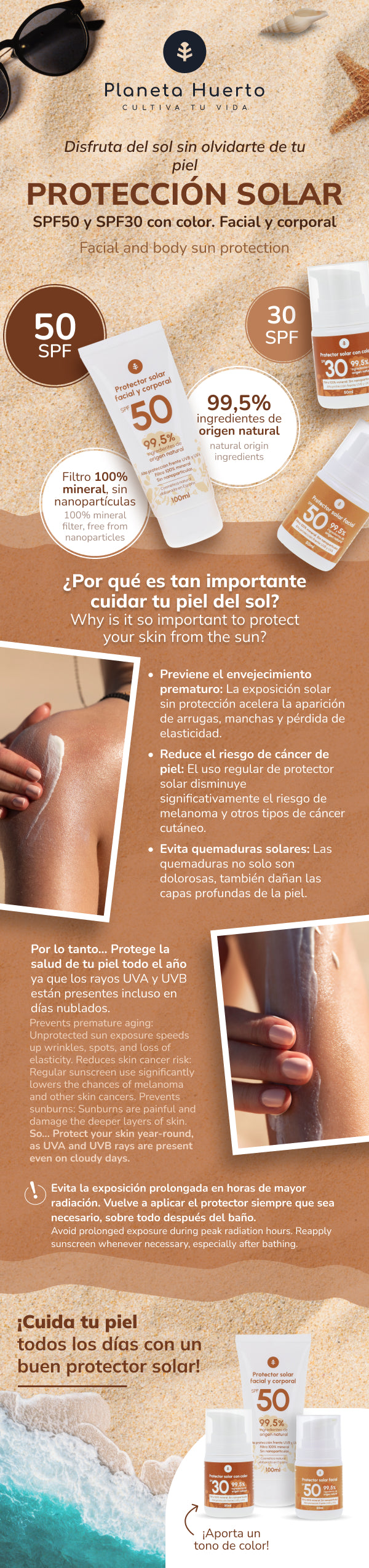 Crema solare protettiva per il viso 100% minerale SPF50 Planeta Huerto 50 ml