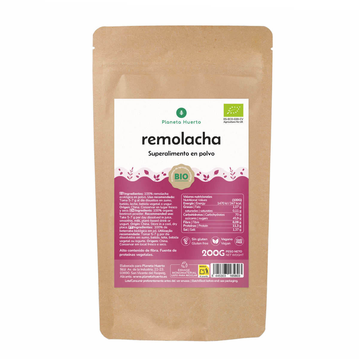 Barbabietola in polvere Eco Planeta Huerto 200 g
