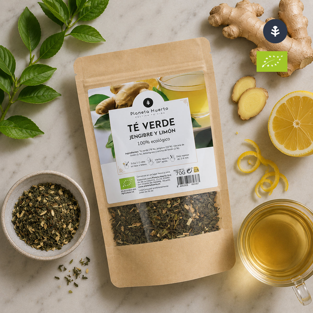 Tè verde zenzero e limone ECO Planeta Huerto 70g