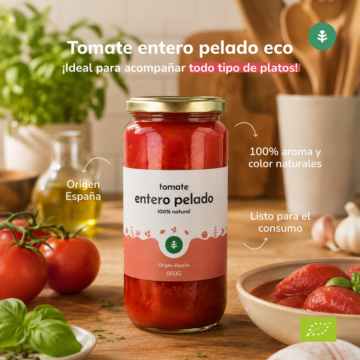 Pomodoro pelato intero ECO Planeta Huerto 660 g