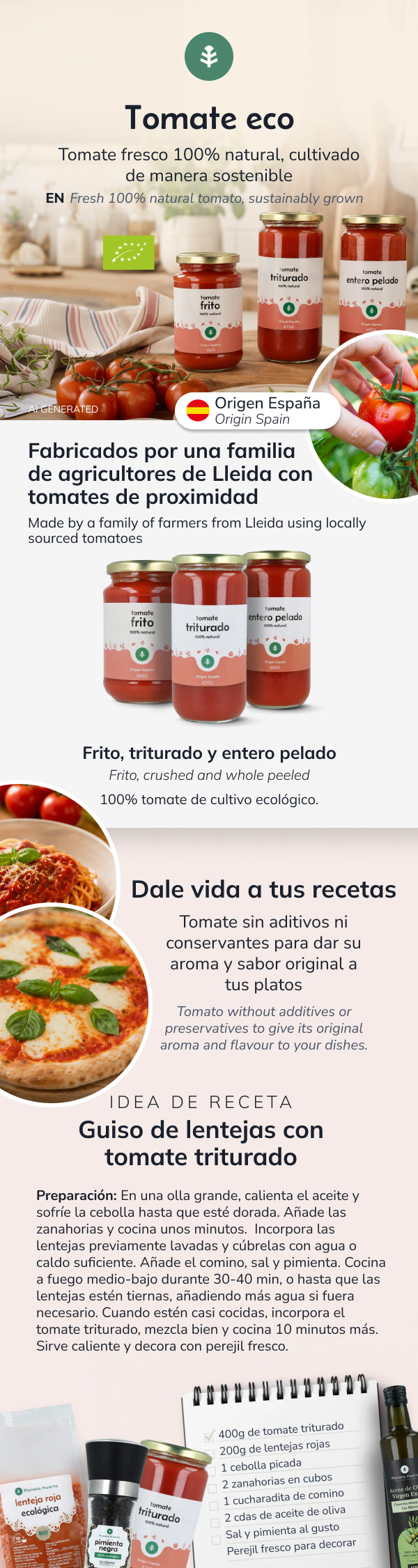 Pomodoro schiacciato ECO Planeta Huerto 670 g
