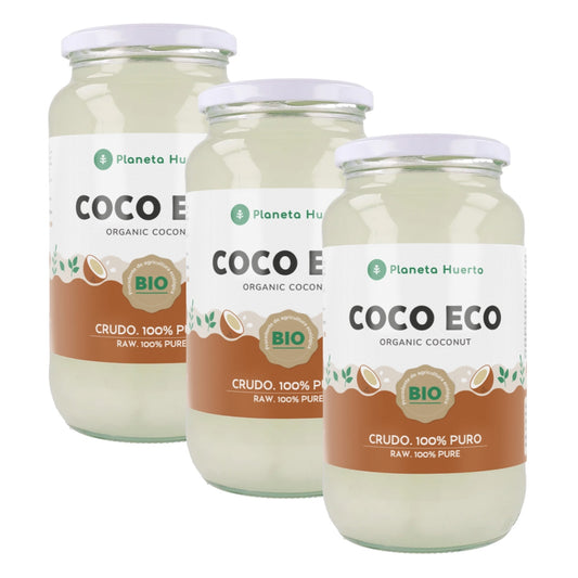 Confezione 3x Olio di cocco vergine ECO Planeta Huerto 1L
